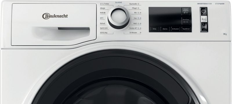 Bauknecht Waschmaschine Standgerät WM Pure 9AA Weiss Frontlader A Control panel