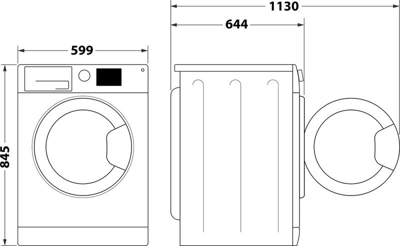 Bauknecht Waschmaschine Standgerät B6R 98 SILENCE DE Weiss Frontlader A Technical drawing