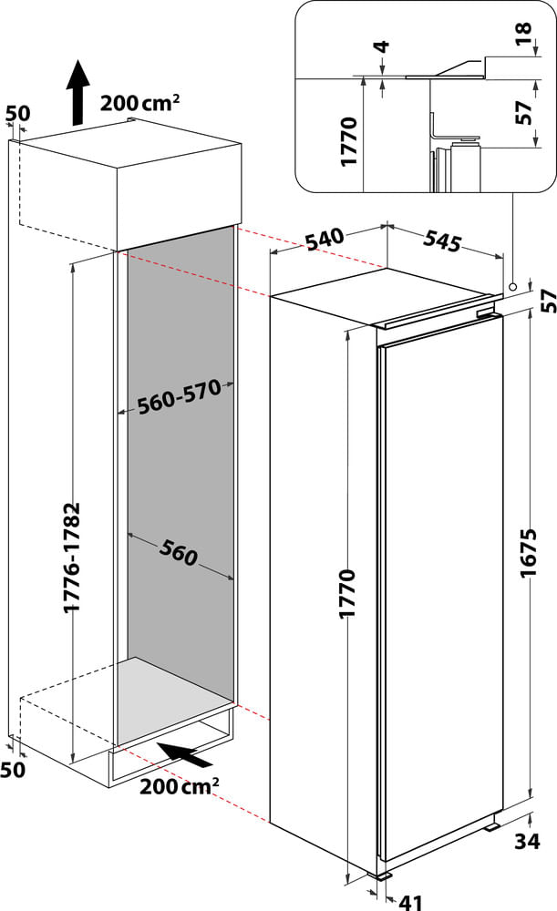 Bauknecht-Kuhlen-Einbaugerat-BKSI-18VS2-Stahl-Technical-drawing