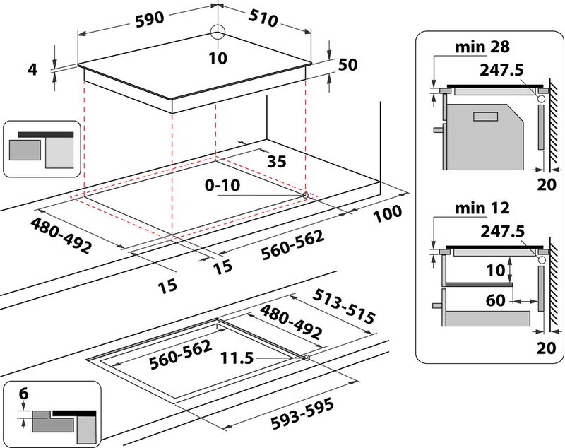 Bauknecht-Kochfeld-BS-1360B-CPNE-Schwarz-Induction-vitroceramic-Technical-drawing