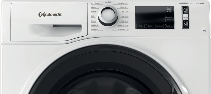 Bauknecht Waschmaschine Standgerät WM Class 8AA Weiss Frontlader A Control panel