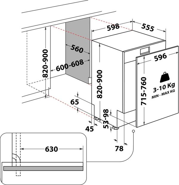 Bauknecht-Dishwasher-Einbaugerat-BK7IA115B2M6L0-Vollintegriert--Lieferung-ohne-Mobelfront--A-Technical-drawing