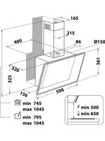Bauknecht Dunstabzugshauben Einbaugerät DBHVP 63 LM K Schwarz Wandmontage Mechanisch Technical drawing