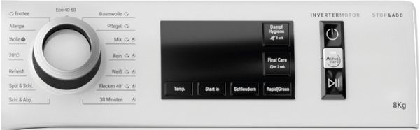 Bauknecht Waschmaschine Standgerät WM Pure 8AA Weiss Frontlader A Program