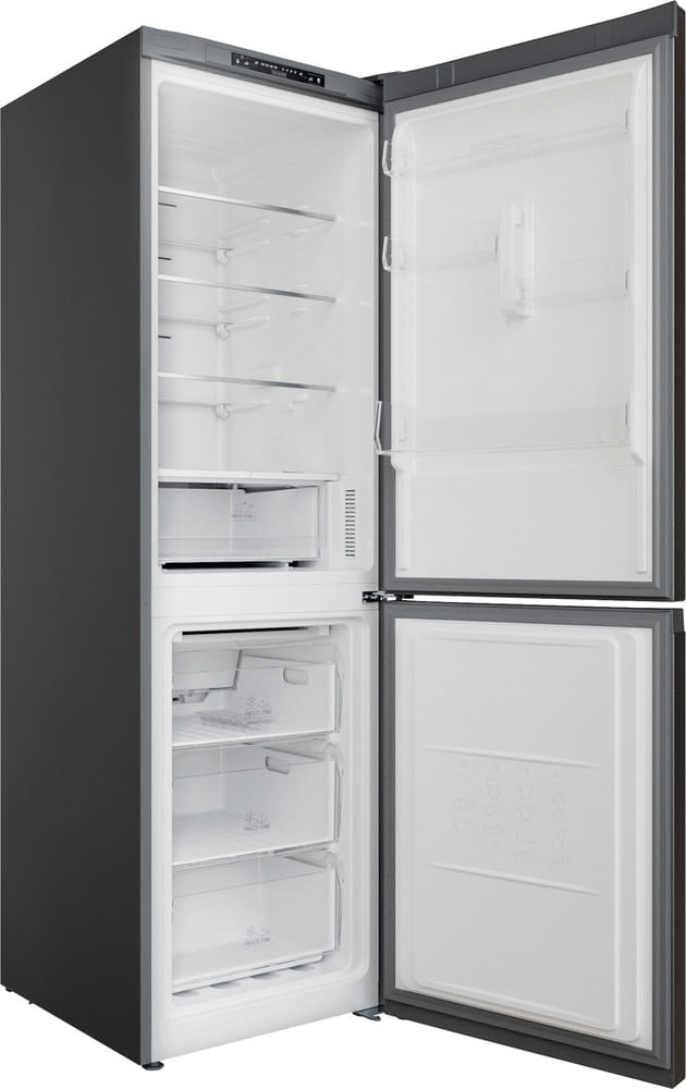 Bauknecht-Kuhl----Gefrierkombination-Standgerat-KGN-18C1IN-Saturn-Steel-2-doors-Perspective-open