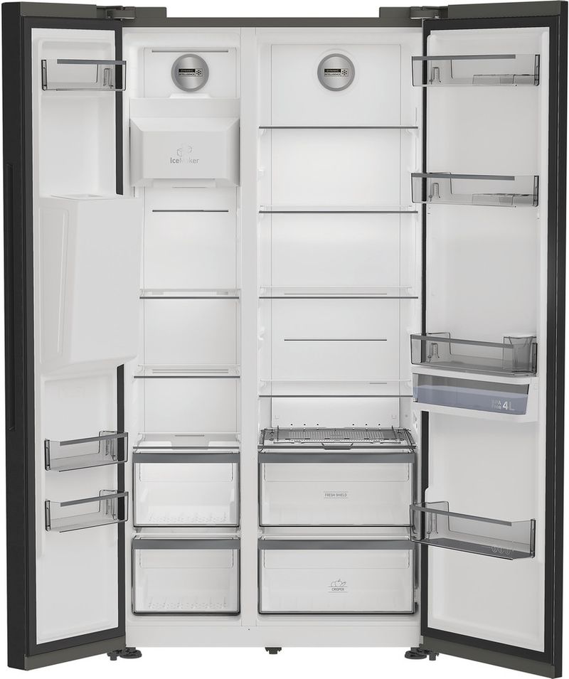 Bauknecht-Side-by-Side-Standgerat-SBS-IW-D90-Black-Edelstahloptik-Frontal-open