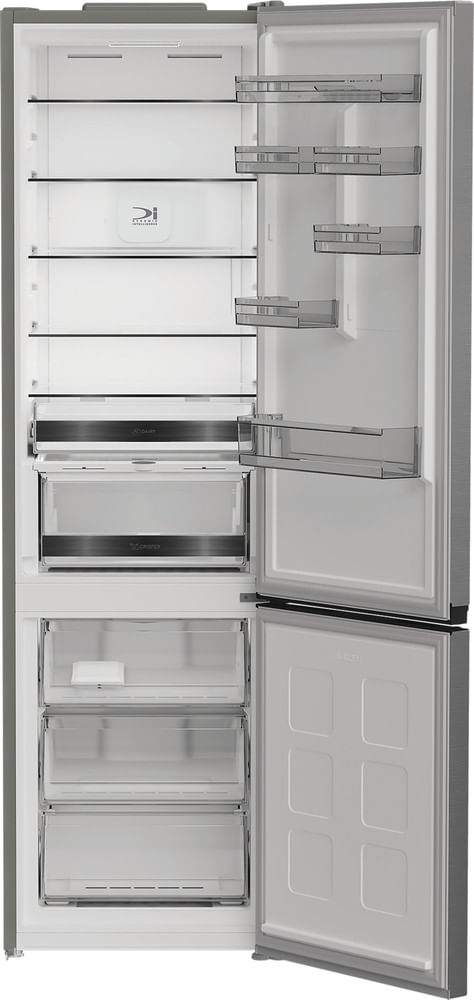 Bauknecht-Kuhl----Gefrierkombination-Standgerat-KDNF-203C-IN-Pearl-Inox-2-doors-Frontal-open