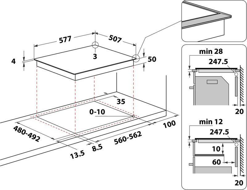 Bauknecht-Kochfeld-BQ-2960S-FT-Schwarz-Induction-vitroceramic-Technical-drawing