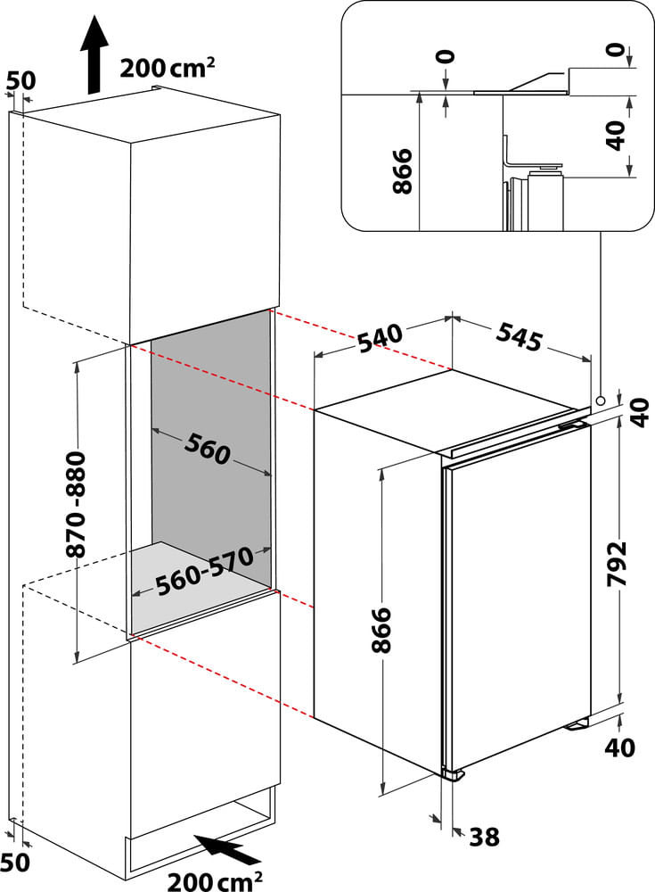 Bauknecht-Kuhlen-Einbaugerat-BKSI-9VF2-White---ARC-P1-Technical-drawing