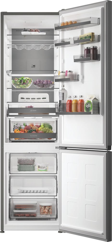 Bauknecht-Kuhl----Gefrierkombination-Standgerat-KGDNF-20AMD-BL-ARC-764-Manhattan-Gray-2-doors-Lifestyle-frontal-open